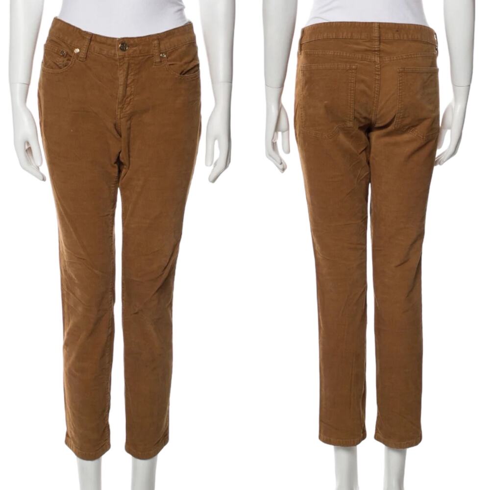 Tory Burch Corduroy Pant Ivy Super Skinny Mid Rise Stretch Sage Green Size 26